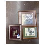 Bird prints, shadow box