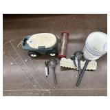 Tomato cage, solar stakes, garden cart, etc