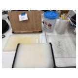 Cookbook holder, cutting boards, pitcher