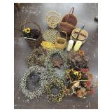 Baskets, wreaths, decor