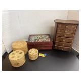 Jewelry boxes, baskets