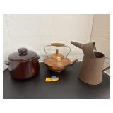 Oil can, tea kettle, bean pot