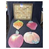 Cutting boards, cork board/Last Supper, glass