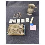 Matches, scissors, tankard