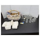 Baby bottles, basket, etc