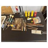 Kitchen utensils, flatware, knives