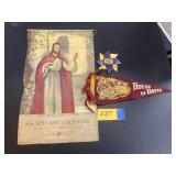 Vintage calendar, pin, pennant