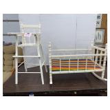 Doll high chair and cradle