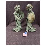 Oriental figurines, ashtray, basket, mirror etc