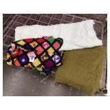Army blanket, chenille bedspread, afghan
