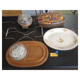 Cheese tray, platter, bread warmer, egg cooker