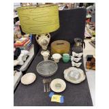 Antique cake taker, carafes, dishes