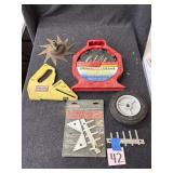 Router gauge set, saw push shoe, blades, etc