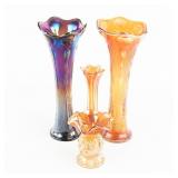 Carnival Glass: Imperial Vases 4pc Lot