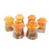 Carnival Glass: Czech Enameled Lake Shades 6pc Lot