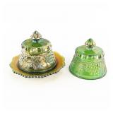 Carnival Glass: N'wood Butter Dish 2-Pc