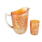 Carnival Glass Imperial Robin 2-Pc Water Set
