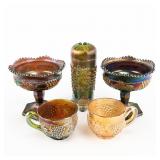 Carnival Glass: N'wood Grape 5-Pc Lot