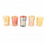 Carnival Glass: Tumblers 5-Pc Lot