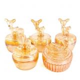 Carnival Glass: Jeannette Jars 5-Pc