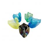 Carnival Glass: Pastel Swan Salts 5pc Lot