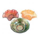 Carnival Glass Fenton Sailboats Sauce Bowls 3pcs