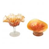 Carnival Glass Dugan/Diamon 2-Pc Lot