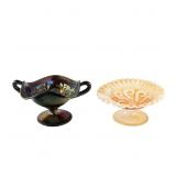 Carnival Glass Dugan Question Marks: 2-Pc Lot