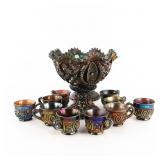 Carnival Glass: Northwood Memphis 13pc Punch Set