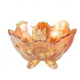 Carnival Glass Dugan Butterfly & Tulip Footed Bowl