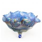 Carnival Gls Fenton Stag & Holly Lg Ftd Rufl Bowl