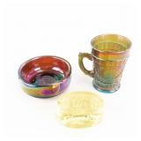 Carnival Glass: Assortment 3-Pc Lot