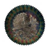 Carnival Glass: Northwood Peacocks on Fence Plate