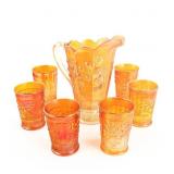 Carnival Glass N'wood Raspberry 7-Pc Set
