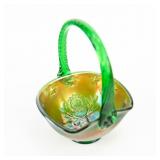 Carnival Glass: Fenton Green Mini Elks Basket