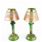 Carnival GlassNorthwood Grape & Cable Lamps (Pair)