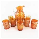 Carnival Glass: Dugan Vineland 8pc Water Set