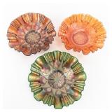 Carnival Glass: Fenton Bowls 3pc Lot