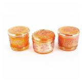 Carnival Glass Covered Powder Jars: 3-Pc Lot