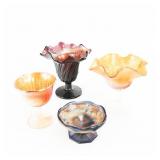 Carnival Glass: Compotes 4-Pc Lot