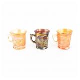 Carnival Glass: N'wood Bird Mugs 3-Pc