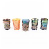 Carnival Glass: Tumblers 5-Pc Lot