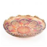 Carnival Gls Fenton Peacock & Grape Ice Cream Bowl