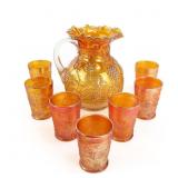 Carnival Glass Floral & Grape 8-Pc Water Set