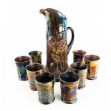 Carnival Glass N'wood Oriental Poppy 9pc Water Set