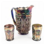 Carnival Fenton Butterfly & Berry 3pc Water Set