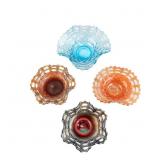 Carnival Glass: Fenton Two-Row Open Edge 4pc Lot