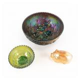 Carnival Glass: Imperial & Anchor Hocking 3pc Lot