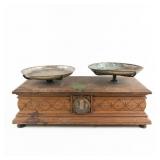 Antique Oak & Marble Apothecary Scale