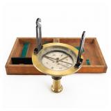 Vintage French Brass Surveyor Compass Set